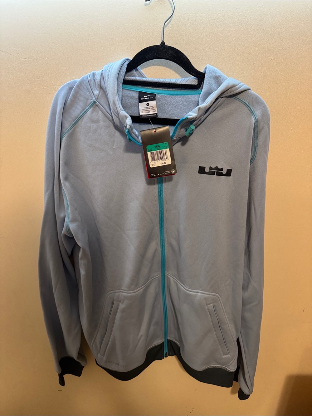 Nike Light Blue Hooded Zip Jacket with Teal Trim